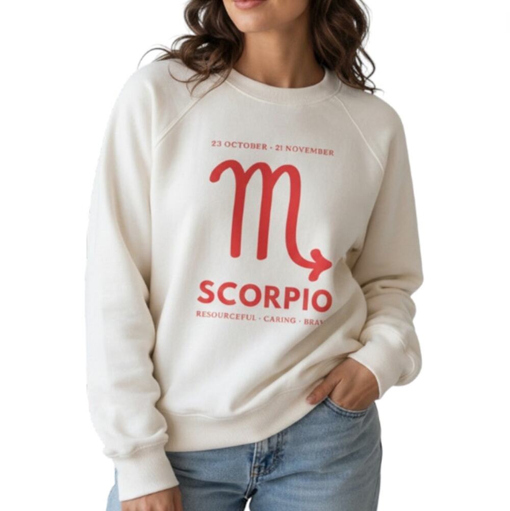 ANTHROPOLOGIE Zodiac Scorpio Sweatshirt Sz S By Catherine O'Sullivan City Cozy